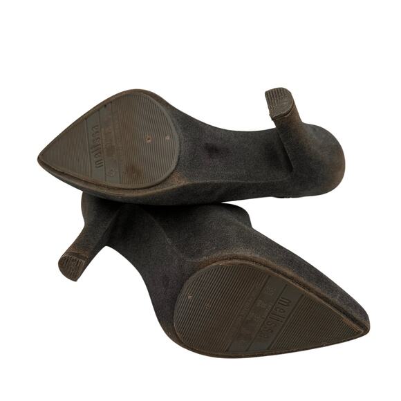 Melissa Dark Grey Drama Flocked Ankle Boots Size 8 - Picture 7 of 9